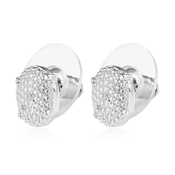 Karis, New, Stamped, Diamond Accent Stud Earrings in Platinum Bond - Picture 6 of 7